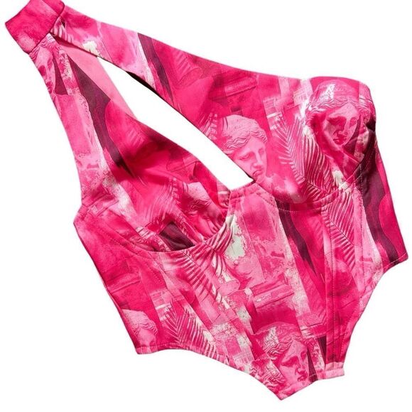 Pretty little thing ONE SHOULDER CUT OUT CORSET top hot pink size 0 - Picture 5 of 12